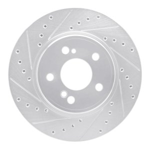 Mercedes-Benz SL500 Brake Rotor (1) - Rear Left - R1 Concepts - Drilled & Slotted - Silver - `93-`02